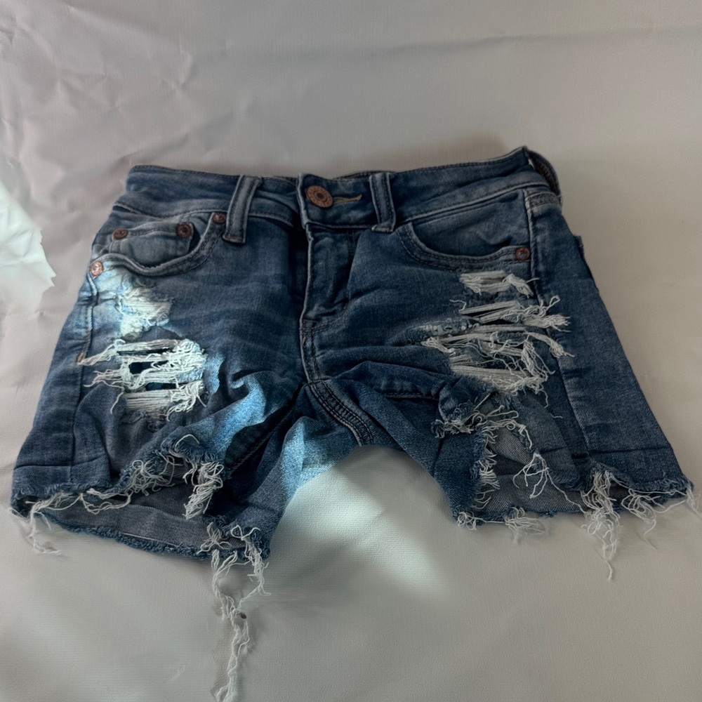 American Eagle Outfitters Ripped Blue Jean Shorts